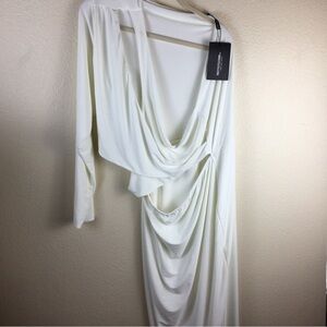 PrettyLittleThing Women's Plus White Cutout One Sleeve Midi Dress USA size 22